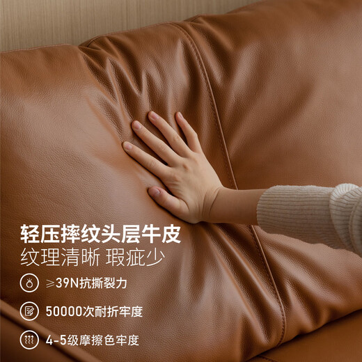 Genji Wood Language Leather Sofa Italian Minimalist First Layer Cowhide Sofa Living Room Home Small Apartment Straight Sofa 2 Meters