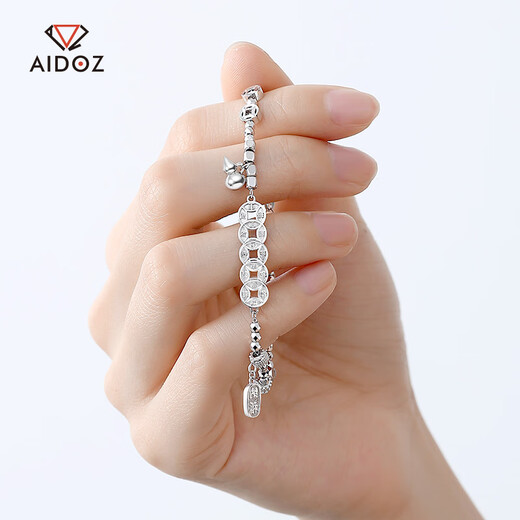 Aido Diamond pt950 Platinum Five Emperors Coin Copper Coin Bracelet Women's Platinum Lucky Fortune Abacus Gourd Hand Jewelry Gourd Fortune Model 10.2-10.4g + Certificate included