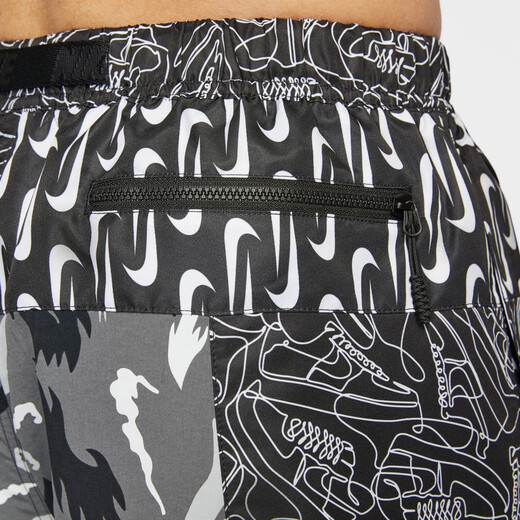 耐克男子沙滩短裤拼接舒适拉链口袋运动裤NIKE SWIM FZ7373 034黑/白/浅烟灰/黑 S