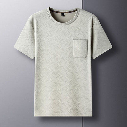 NJSKAKW【真口袋】爸爸夏季新款男士翻领短袖T恤冰丝速干上衣POLO杉 686米灰【有口袋】 XL 130-150斤