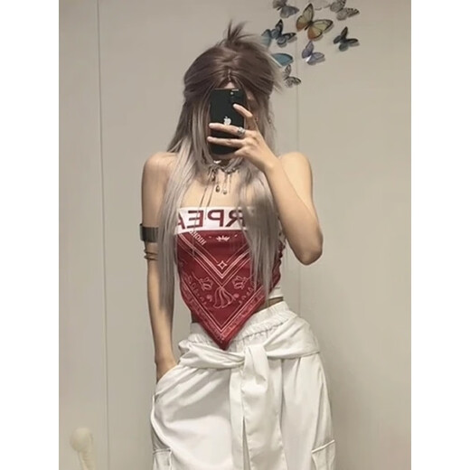 Chuang Jingyi selects American hottie tube top with wine red and white wine to show whiteness, sexy off-shoulder short style, cool spring and summer new style, wine red S 78-98Jin Jin is equal to 0.5 kg
