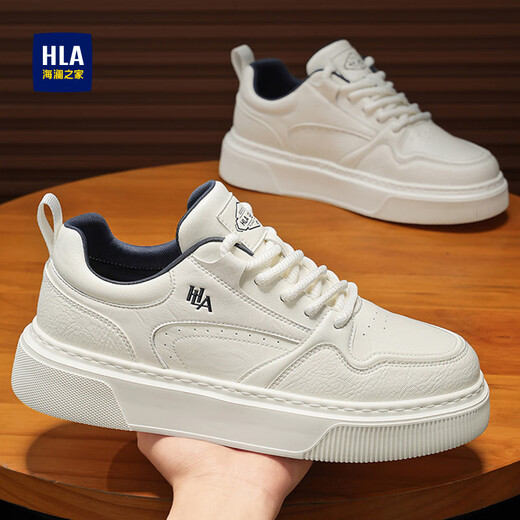 Heilan House (HLA) sneakers men's shoes 2025 autumn and winter new style plus velvet thick sole heightening casual white shoes classic casual shoes for men white blue 41