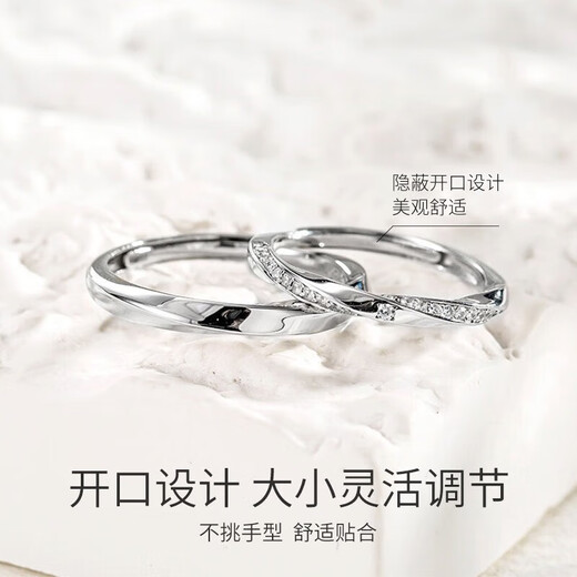 COASZE Mobius Couple Rings Adjustable Light Luxury Pair of Rings Proposal Engagement Valentine's Day Birthday Gift for Girlfriend Light Luxury Style - Single Ring Remarks Male/Female
