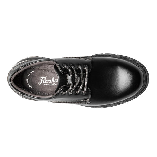 Florsheim Boys' Oxford Shoes Casual Leather Shoes 8-12 Years Old, Comfortable and Breathable Black 2.5 Big Kid
