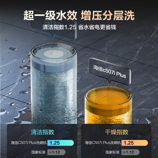 Hisense zero-bacteria dishwasher, household 16 sets, large capacity, fully adjustable, intelligent washing and layered washing, maternal and infant grade disinfection, first-class water efficiency, bench-mounted dual-use WQ16-C507i Plus