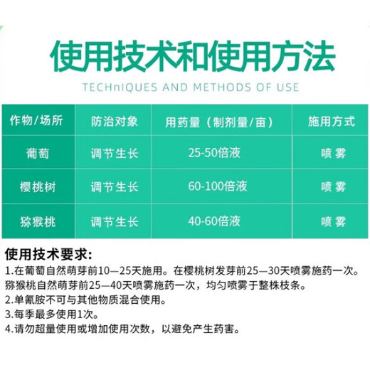 Cui Ya 50% cyanamide aqueous solution grape cherry tree kiwi fruit growth regulating pesticide plant growth regulator 1000ml