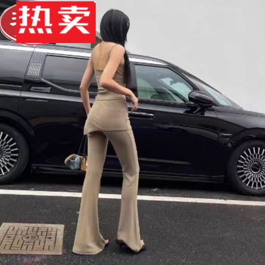 Playboy PLAYBOY Micro-flared Yoga Pants Skirt Women's Fake Two-piece High-waisted Abdominal Control Fitness Pants Pilates Leggings Autumn and Winter Style Black S