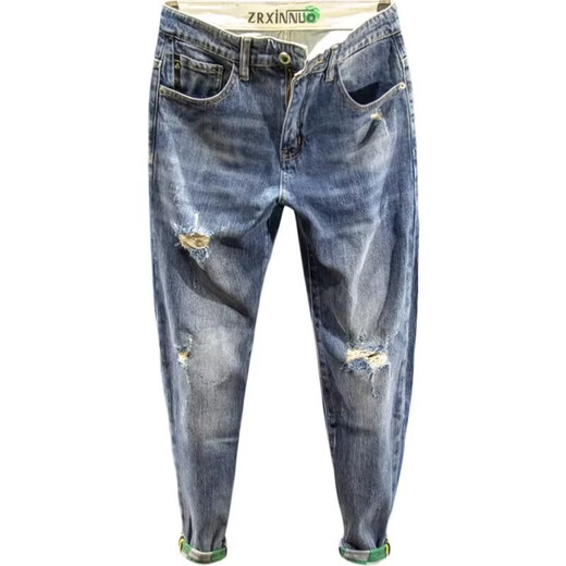 Hualin Modetrendy Herrenhosen Frühling und Sommer hübsch zerrissene Jeans schlank und individuelle elastische Hosen Yiniu 9923 Blau 28