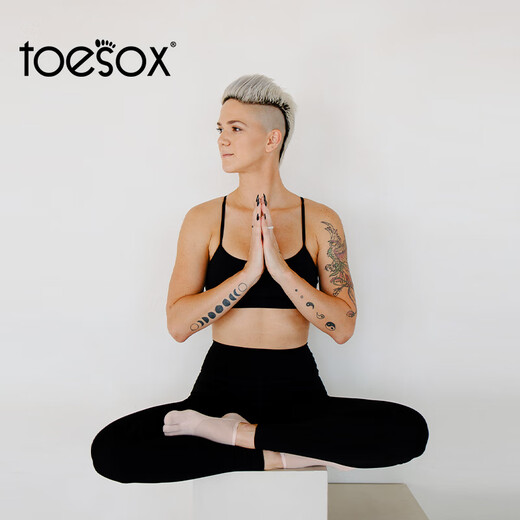 Toesox yoga socks women's non-slip professional sports socks Pilates socks are sweat-absorbent and breathable Luna series nude pink S (size 34~38)