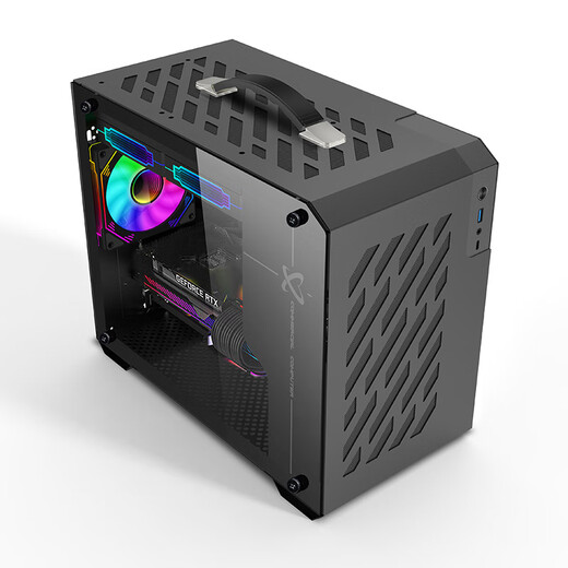 未知玩家X200手提便携式台式机MATX侧透240水冷ITX电脑TYPEC机箱 X200-黑色+棱镜4pro风扇*6个【3正3反】