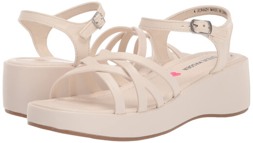 Steve Madden Girls' Shoes Unisex Crazy Wedge Sandals, White White 1 Little Kid