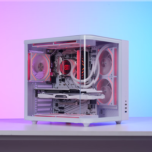 Shuoyi Kunpeng CH2+ CH3+ Desktop-Computer ATX-Hauptgehäuse, weiße Seite, transparentes gebogenes Glas, Meerblick, Raum, kleine Größe, Gehäusegehäuse, Spiel, E-Sport, 240 Wasserkühlung, gebogenes Glas, Kunpeng CH2+ weiß