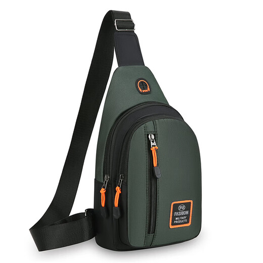 Chest bag men's crossbody bag outdoor travel sports bag fitness running Oxford cloth waterproof chest shoulder bag black