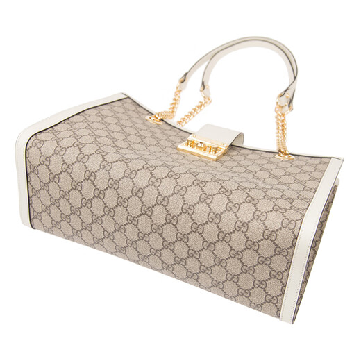 古驰（GUCCI）【618】Padlock系列GG女士单肩包女包 米色/乌木色白边479197KHNKG9761