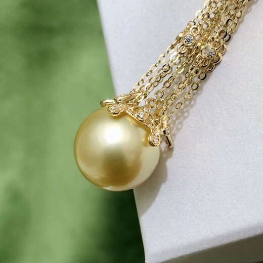 Feiyu pure 18k gold pearl pendant tassel pendant empty support accessories Au750 gold suitable for 14-15mm beads diy accessories 18k yellow pendant (1 piece) does not include pearls