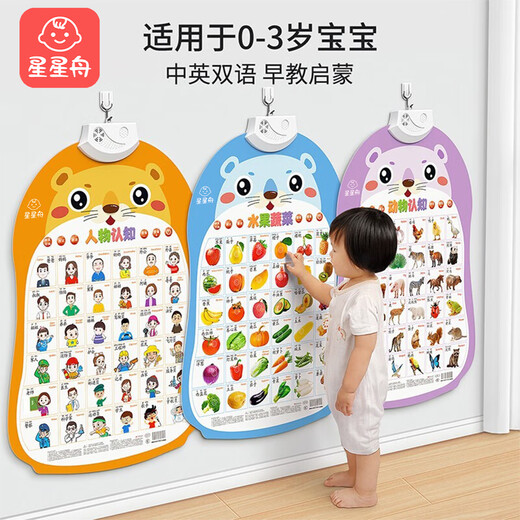 星星舟婴幼儿有声早教挂图玩具儿童拼音表认知看图识物点读发声墙贴 【基础学习】数字+拼音+汉字
