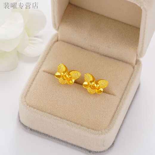 He Jiagong Old Phoenix Gold Earrings 2025 New Women's Small Earrings for Ear Holes Four-leaf Clover Earrings More Flowers Four-leaf Clover