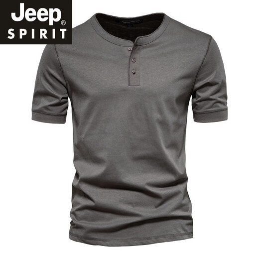 JEEP SPIRIT American retro heavyweight short-sleeved bottoming shirt pure cotton short-sleeved Henry shirt men's fitness tough guy military green T-shirt half-sleeve P802 military green 3XL (190-200Jin Jin equals 0.5 kg)