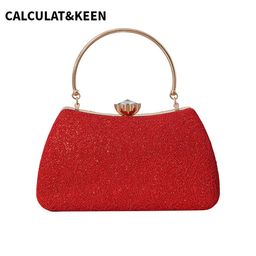 CALCULAT&KEEN new cheongsam bag wedding wedding bride red handbag happy mother wedding banquet handbag banquet dress clutch bag Chinese Valentine's Day gift bag champagne color