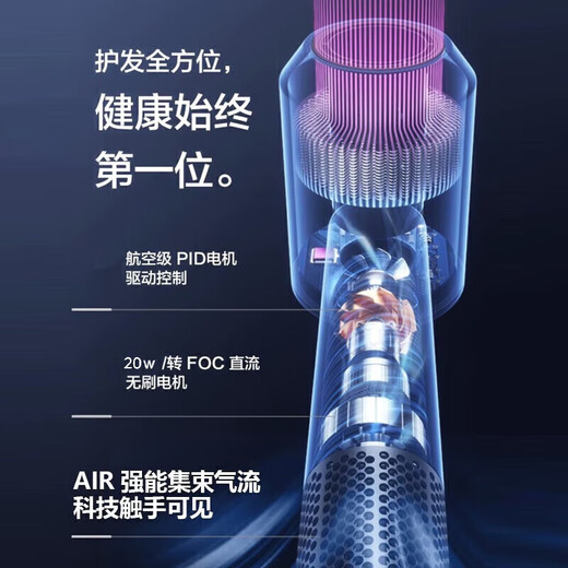 Xiaomi Baby Leafless High-Speed Hair Dryer Home Silent Negative Ion High Power Does Not Harm Hair Constant Temperature Quick-drying Hair Dryer Barber Shop High Wind Power Huaqiang North Hair Dryer No. 1 Official Subsidy Macaron/Single Nozzle/4 Billion Level Negative Ions