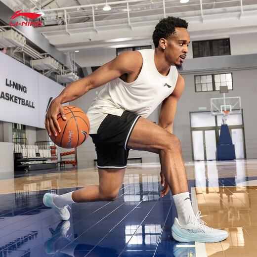 Li Ning Blade 5V2 men's breathable mesh shock-absorbing basketball professional game shoes sports shoes standard white/light blue-14 059-wave light 43