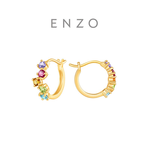 Chow Tai Fook ENZO Rainbow 18K gold colorful gemstone earrings for women EZV8891