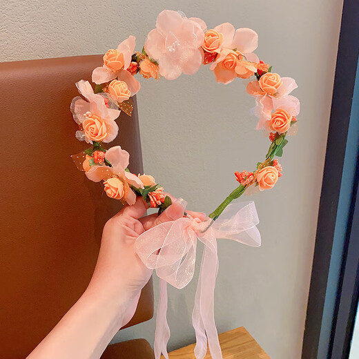Lingmeng children's garland headband, stage performance hair accessories, flower headband, princess garland, little girl photo headdress, white garland 1 piece
