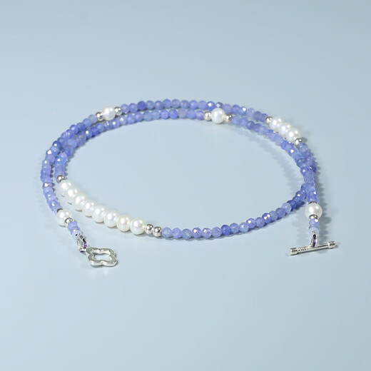 Junpo Yili S925 sterling silver natural aurora pearl tanzanite necklace multi-circle bracelet elegant and fashionable clavicle chain Yili tanzanite necklace 40cm