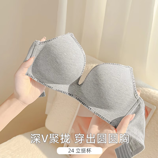 维多利亚的格调维密系列内衣女聚拢小胸显大收副乳防下垂无痕夏新款无钢圈文胸罩 花灰-单件 75A