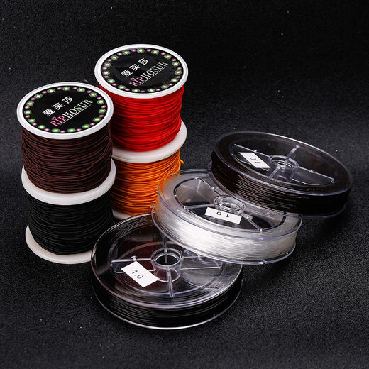 Aifsa High-end Bracelet Elastic Rope Core-covered Buddha Beads and Mantras String Bracelet Rope Beads Elastic Rope Wear-Resistant Beading Wire Elastic Rope - Brown 1.0 About 20 Meters + Tools