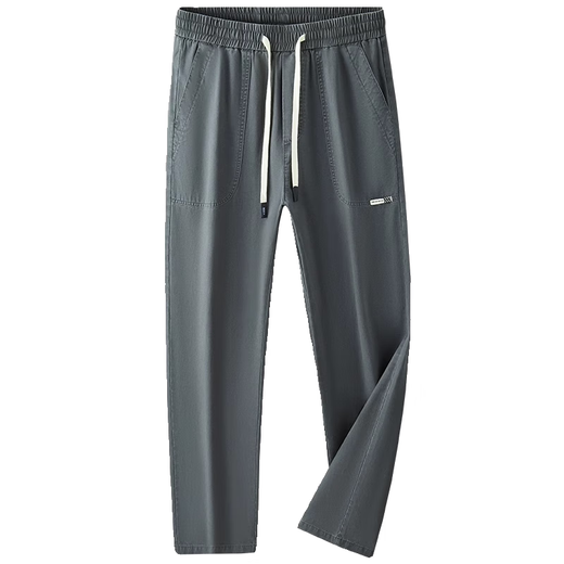 Jeanswest pure cotton straight casual pants for men 2025 new trendy loose autumn thin sports high-end long pants black + military green two-piece set L recommended 110-130 Jin Jin equals 0.5 kg