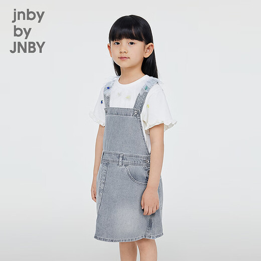 
jnby by JNBY Jiangnan cloth children's clothing mid-length pure cotton denim suspender dress simple and comfortable girls summer 1O5G1048S 995/denim washing orchid (batch 1) 120 cm