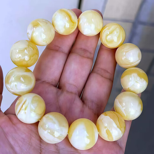 Authentic high-quality Russian beeswax bracelet 17mm porcelain white monster pattern white wax ball bracelet cultural toy jewelry