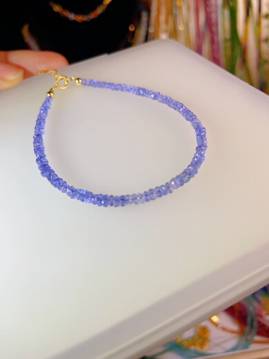 MS COLRKEP Ruyijia Welfare Beautiful Natural Ice Tanzanite 14k Gold Faceted Tanzanite Sapphire Bracelet 17cm 17cm