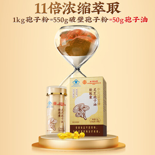 Beijing Tong Ren Tang Ganoderma Spore Oil Soft Capsule Adult Ganoderma Spore Powder Broken Ganoderma Spore Powder Extract 1 box 12g 30 capsules trial pack