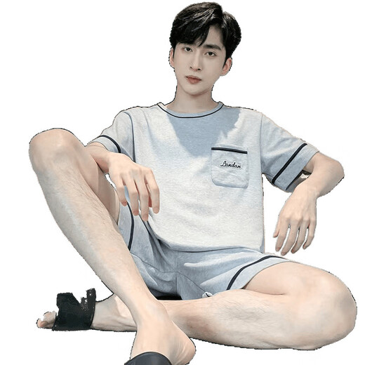 TTPMER Summer Thin Herren Pyjamas Koreanische Version kurzärmelige Heimkleidung Großgröße Fett 9928# (kurzärmelige Shorts) L [95jin [Jin entspricht 0,5 kg] -120jin [Jin gleich 0,5 kg]]