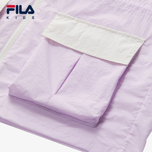 FILA Children's Sun Protection Clothing 2025 Autumn New Loose Hooded Woven Jacket for Girls, Middle and Large Children Cloud Mushroom White-WT 160