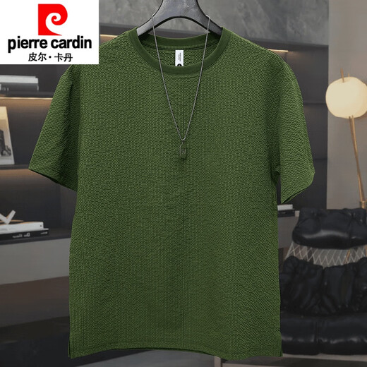 皮尔卡丹（pierre cardin）2025男士夏季新款肌理感微宽松下摆开叉百搭透气短袖T恤针织新款 9909白色 M 建议90-105斤