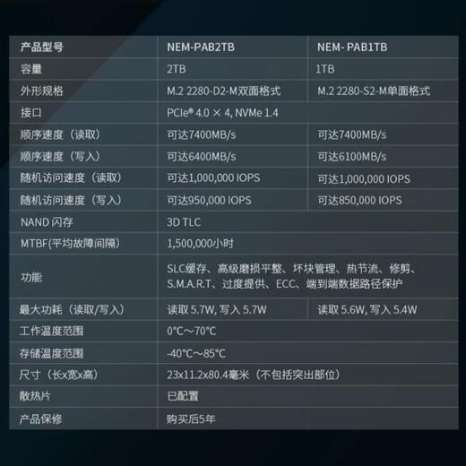 Nextorage 2TB SSD固态硬盘 PS5扩展硬盘M.2接口(NVMe协议PCIe4.0) 带散热片NEM-PA2TB
