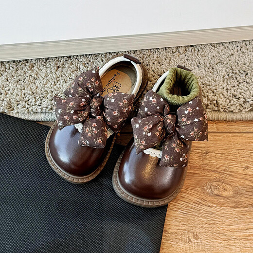S.SOFEA [683 personas coleccionan] zapatos de cuero pequeños para niños 2025 Versión coreana de primavera y otoño de los zapatos de princesa de niñas Soft Sole informal Brown 24 Inner Longitud 14.8 cm