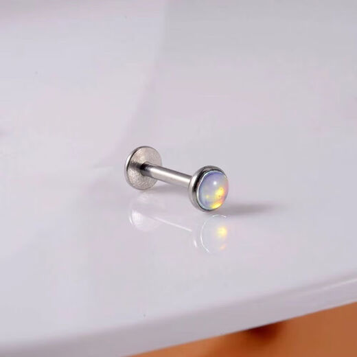 梅派直杆幻彩多色闪光唇钉直钉不锈钢内螺纹耳钉耳骨钉穿刺饰品SN2679 白闪光 杆长8mm杆粗1.2mm球4mm