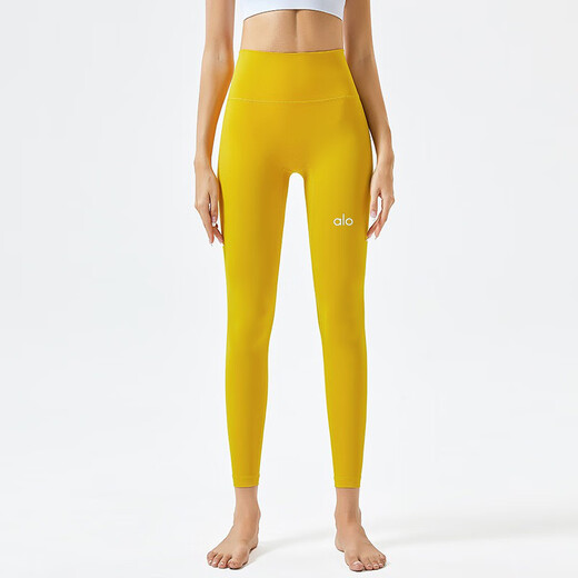 ALO YOGA American Yoga Pants Pilates Quick-drying Same Style Sports Pants Cycling High Waist Stretch Women's Fitness Pants A Regular Style Yoga Pants - Black XL