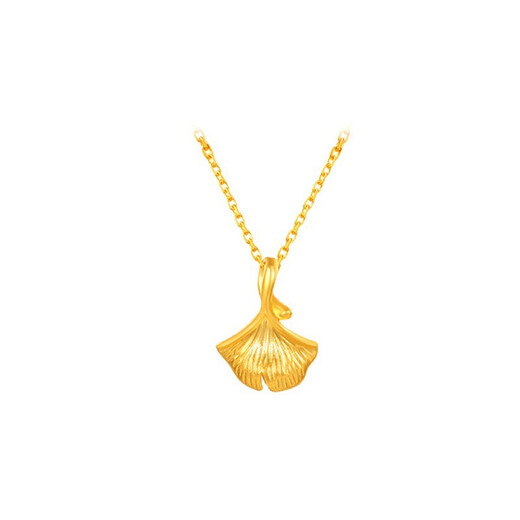 OINE pure gold 3D hard gold pendant plus necklace 999 pure gold jewelry gold gift for girlfriend gold ginkgo single pendant