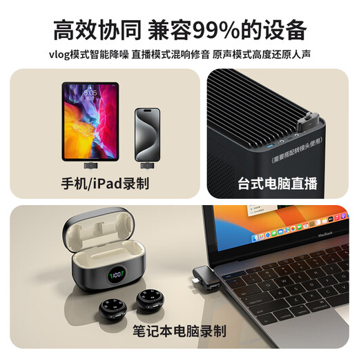 Guanqu Lavalier Microphone Button Magnetic Suction Wireless Live Broadcasting Radio and Video Equipment Special Microphone Sound Card Earphone Noise Reduction Clip-on Collar One-to-Two White Ready-to-use/can be clamped and sucked/record original sound quality Intelligent noise reduction-lossless radio-ultra long battery life