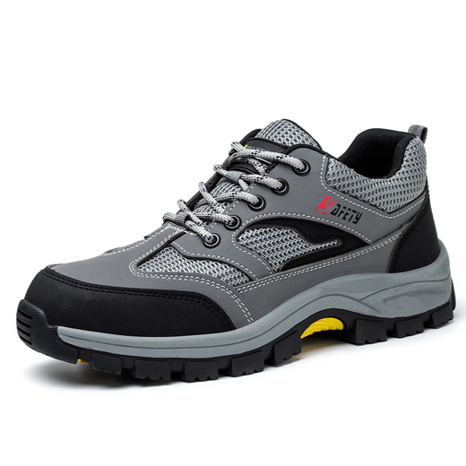 Chaussures de protection du travail pour les hommes respirants, anti-odeur, anti-smashing, anti-puncture, protégés par acier, chaussures de travail en toute sécurité pour le chantier de construction S515 Grey Kevlar Midshold - National Standard LA Certification 43