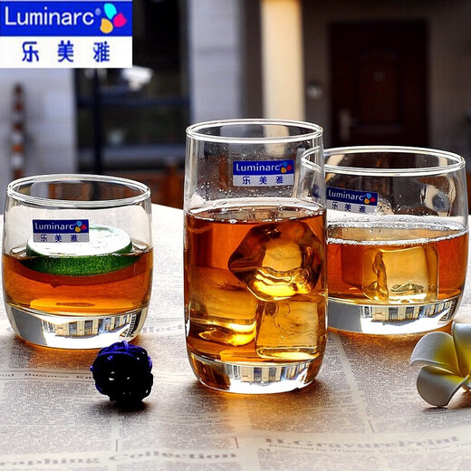 Lemeiya French bow and arrow household glass heat-resistant transparent water cup tea cup drinking cup hospitality green tea cup milk cup tall style 6 pieces (290ml) + rack + tray -13790