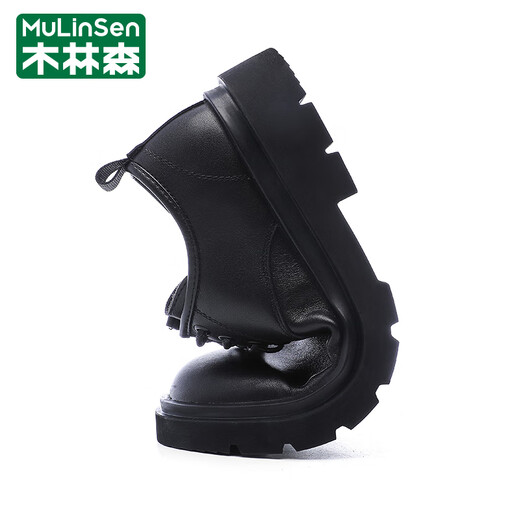 Mulinsen Zapatos de hombre Primavera y verano Zapatos de cuero transpirables para hombres Capa superior negra Zapatos de vestir versátiles de piel de vaca Zapatos Derby de moda con suela suave Zapato de cuero negro Talla 40, elija una talla más grande para pies gordos