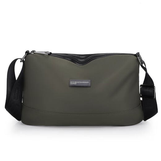 Men's fashion versatile simple trend Oxford cloth three-layer waterproof retro casual bag shoulder crossbody bag 913 three zipper black