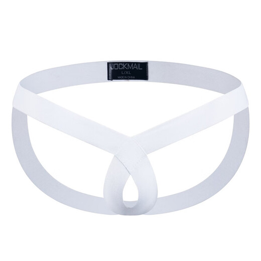 Men's low-waisted sexy double thong T-pants with elastic straps to lift the hips, tight-fitting hollow rings, solid color, green L-XL