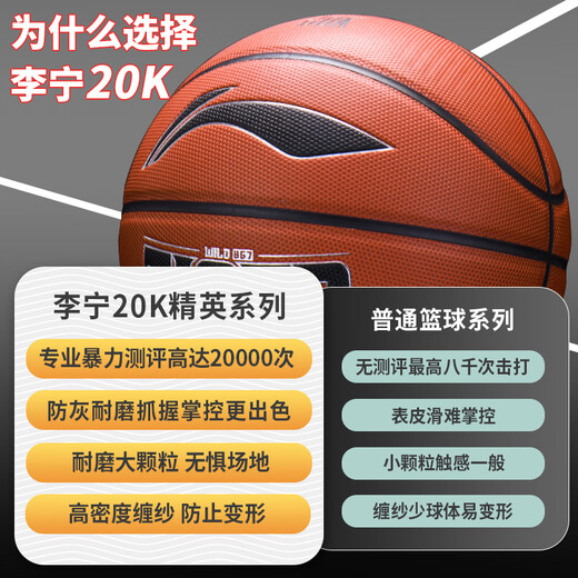 Li Ning (LI-NING) Basketball Wolf Teeth Dust 20K Outdoor No. 7 Adult Hygroscopic Anti-Slip Wear Resistance Training Competition 867-31